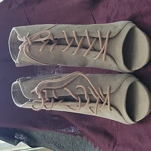 Madden Girl women's lace up, open toe ankle boots